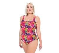 Ulla Popken Badeanzug Alice, Softline, Dg, Kacheln Maillot de Bain Une pièce, Violet, 54-56 Femmes