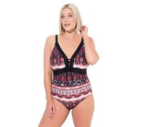 Ulla Popken Badeanzug Jenny, Ekatmuster Safari Maillot de Bain Une pièce, Bleu Marine, 52 Femmes