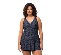 Ulla Popken Badekleid April mit Shorts, Blätter Maillot de Bain Une pièce, Noir, 62 Femmes