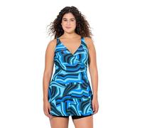 Ulla Popken Badekleid April mit Shorts, Wavy Maillot de Bain Une pièce, Noir, 46 Femmes