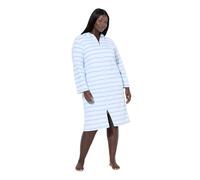 Ulla Popken Bademantel, Streifen, 2-Wege-Zipper, Langarm, Frottee Peignoir de Bain, Bleu, 62-64 Femmes