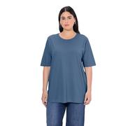 Ulla Popken Femme Grandes Tailles T-Shirt Coupe Relaxed Fit. Col Rond et Manches Courtes Bleu Jean 62+ 486910721-62+