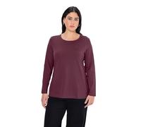 Ulla Popken Basic-Shirt, Rundhalsausschnitt, Slim, Baumwolle, Dunkle Beeren, 50+ Femme