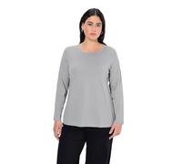 Ulla Popken Basic-Shirt, Rundhalsausschnitt, Slim, Baumwolle Manches Longues, Gris (11), 56-58 Femme