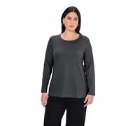 Ulla Popken Basic-Shirt, Rundhalsausschnitt, Slim, Baumwolle Manches Longues, Gris (12), 52-54 Femme