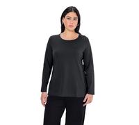 Ulla Popken Basic-Shirt, Rundhalsausschnitt, Slim, Baumwolle Manches Longues, Noir (10), 44-46 Femme