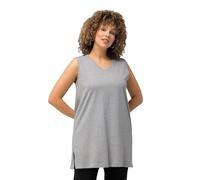 Ulla Popken Basic-V-Top T-Shirts, Hellgrau Meliert, 68-70 Femme