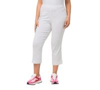 Ulla Popken Bengalinhose, Wadenlang, Elastikbund, Stretch Pantalon Bengalin, Longueur Mollet, Blanc Neige, 42W / 32L Femmes