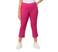Ulla Popken Bengalinhose, Wadenlang, Elastikbund, Stretch Pantalon Bengalin, Longueur Mollet, Fuchsia, 42W / 32L Femmes