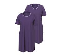 Ulla Popken Bigshirts, 2er-Pack, Rundhals/V-Ausschnitt, Halbarm Chemises de Nuit, Aubergine, 90-92 Femme