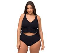 Ulla Popken Bikini, Struktur, Rüsche, Softcus, Träger verstellbar Ensemble, Schwarz, 58 Femme