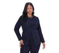 Ulla Popken Blazer aus Jacquardwirkware, Bleu Marine foncé, 50 Femmes