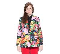 Ulla Popken Blazer pour Femme avec imprimé Floral, Noir, 48