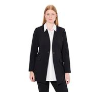 Ulla Popken Blazer, Punto Di Roma, V-Ausschnitt, Knopfverschluss, Noir, 50 Femmes