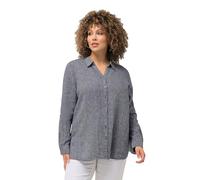 Ulla Popken Blouse en Lin, Bleu Marine chiné, 56-58 Femme
