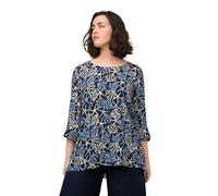 Ulla Popken Bluse mit Druck Chemisiers, Bleu Marine foncé, 48-50 Femme