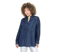 Ulla Popken Bluse, Metallic-Streifen, A-Linie, V-Ausschnitt, Langarm Blouse, Encre Bleue, 54-56 Femmes