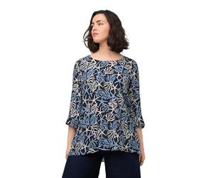 Ulla Popken Bluse Mit Druck Blåsen, Dunkles Marine, 44-46 Femme