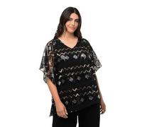 Ulla Popken Bluse Mit Graphischem Pailettenmuster Blouse, Noir, 44/46/Grande Taille Femme