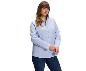 Ulla Popken Bluse, Oxford-gewebe, Kelchkragen, Langarm Blouse, Bleu Clair, 44-46 Grande Taille Femmes