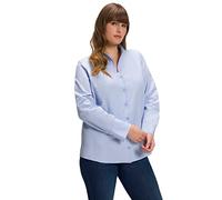 Ulla Popken Bluse, Oxford-gewebe, Kelchkragen, Langarm Blouse, Bleu Clair, 62-64 Grande Taille Femmes