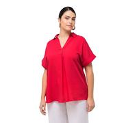 Ulla Popken Bluse, Rücken-knöpfe, Oversized, Zierfalte, Halbarm Chemisier surdimensionné, Rouge Fluo, 58-60 Femmes