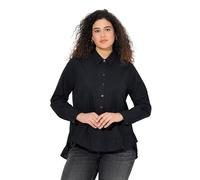 Ulla Popken Bluse,volantsaum, A-Line Chemisiers, Noir, 62-64 Femmes