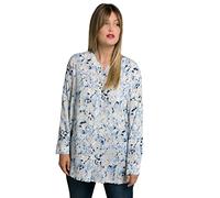 Ulla Popken Bluse, Wolkendruck, A-Linie, Stehkragen, Langarm Blouse, White Out, 48-50 Femme