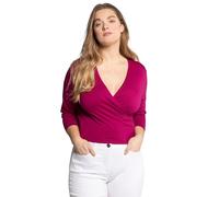 Ulla Popken Bolero, Kurze Jacke, Jersey, 3/4-arm, Saumknoten Shirt, Magnolia Rouge, 54-56 Femme