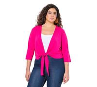 Ulla Popken Bolero, Kurze Jacke, Jersey, 3/4-arm, Saumknoten Shirt, Rose Magenta, 58-60 Femmes