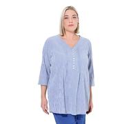 Ulla Popken Bubble-Tunika, Herzausschnitt, Biesen, 3/4-arm Tunique, Bleu Cobalt, 48-50 Grande Taille Femmes