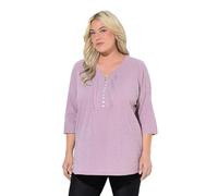 Ulla Popken Bubble Tunique à Manches 3/4 pour Femme, col en cœur, passepoilé, Rouge Magnolia, 46/48, Magnolia Rouge, 48-50