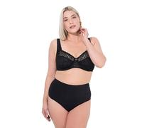 Ulla Popken Bügel-BH, Blütenspitze, Vollspitze, Cup C-E Soutien-Gorge, Noir, 100 Femmes