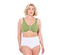 Ulla Popken Bustier pour Femme, Grandes Tailles, Grande Taille, Fermeture Avant, Bonnet C/D, Bonnet E/F, Vert Mousse, 100D