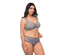 Ulla Popken Bustier, Stripes, Butterfly Soutien-Gorge, Mélange de Gris foncé, 125D Femme