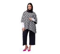Ulla Popken Cape en Tricot à col roulé Jacquard Sweater, Bleu, 52 FR/58 FR Femme