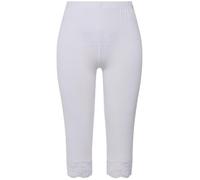 Ulla Popken Capri, Ourlet élastique en Dentelle Pantalon, Blanc Neige, 40W / 32L Femme