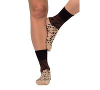 Ulla Popken Chaussettes de Tennis Leoprint Bas, Marron Clair, Taille Unique Femme