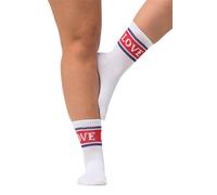 Ulla Popken Chaussettes de Tennis Love, Blanc, 39-42 Femme
