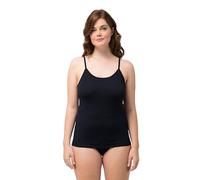 Ulla Popken Chemise à Bretelles Spaghetti Slim Coton Bio sans Manches Maillots de Corps, Bleu, 50-52 Femme