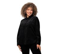 Ulla Popken Chemise en Velours côtelé Blouse, Noir, 52-54 Femme
