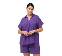 Ulla Popken Chemisier, Boutons dans Le Dos, surdimensionné, pli décoratif, Manches mi-Longues Blouse, Lilas, 56/58 FR Femmes