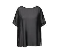 Ulla Popken Chemisier en Mousseline de Soie T-Shirt, Noir, 58-64 Femmes