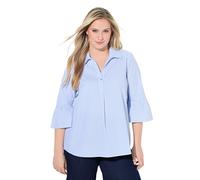 Ulla Popken Chemisier pour Femme, à Rayures, Ligne A, col de Chemise, Manches 3/4, Rayure, Ligne A, col de Chemise, Manches 3/4, Bleu, 50-52
