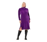 Ulla Popken Chenille-Kleid, Strukturstrick, Rollkragen, Langarm Robe, Violet foncé, 60-62 Femmes