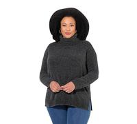 Ulla Popken Chenille-Pullover, Oversized, Stehkragen, Langarm Pull-Over, Gris Graphite, 50-52 Femme