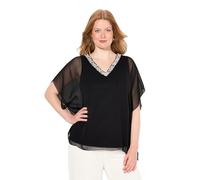 Ulla Popken Chiffonbluse mit Beschmückung Blouse, Noir, 60-62 Femme