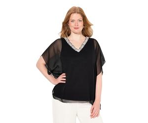 Ulla Popken Chiffonbluse Mit Beschmückung Blouse, Noir, 60-62 Femme