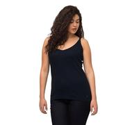 Ulla Popken Côtelé, Slim, col en V, sans Manches, Bretelles étroites Top, Bleu Marine, 48-50 Femme