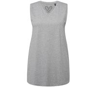 Ulla Popken Femme Top Basique, Col en V, Relax T-Shirts, Gris Clair Chiné, 64-66 EU